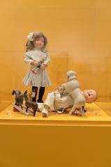 Wigged Girl and Schnickle-Fritz wooden dolls from Albert Schoenhut exhibit at Philadelphia History Museum