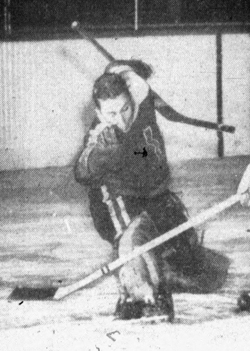 Portrait of Canadian ice hockey player Bev Bentley in 1947