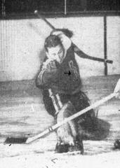 Portrait of Canadian ice hockey player Bev Bentley in 1947