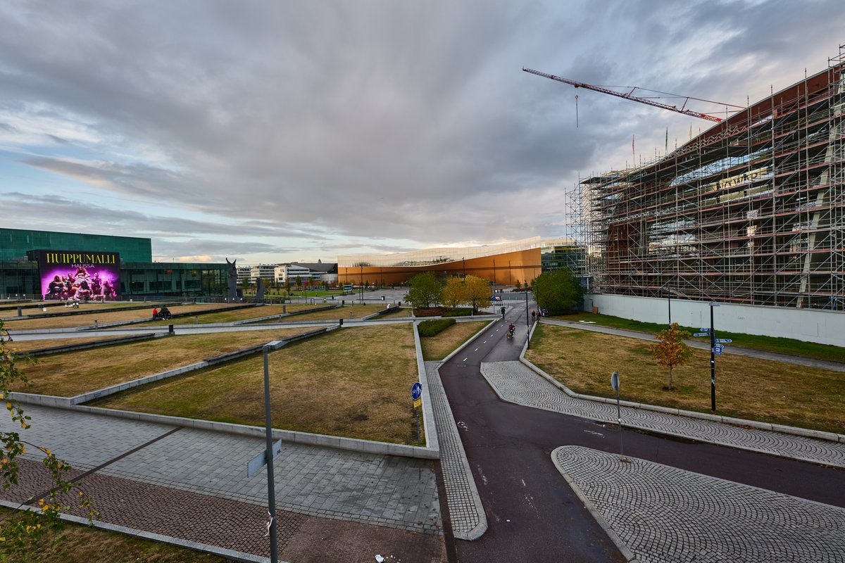 Helsinki Central Library Oodi modern architecture with glass facade