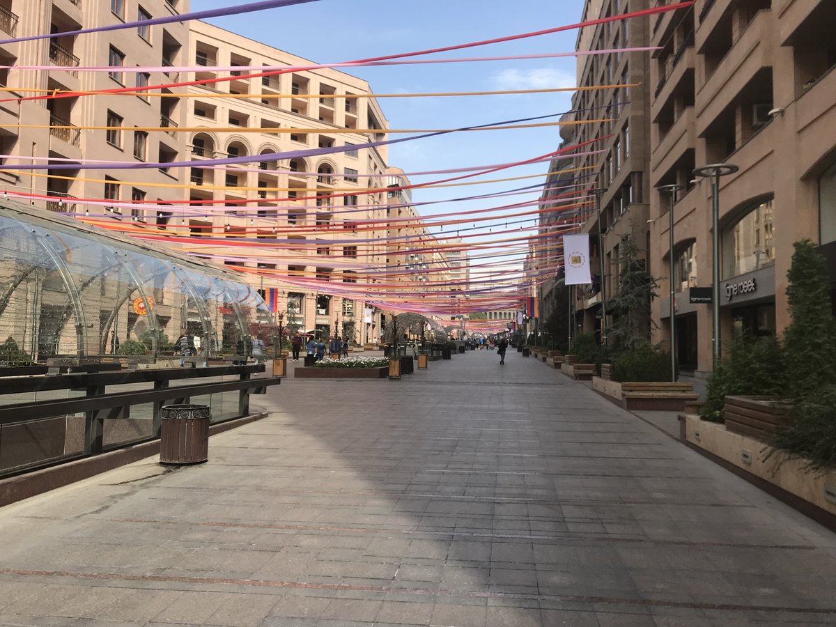 Decorations on Northern Avenue in Yerevan for the city's 2800th anniversary celebration