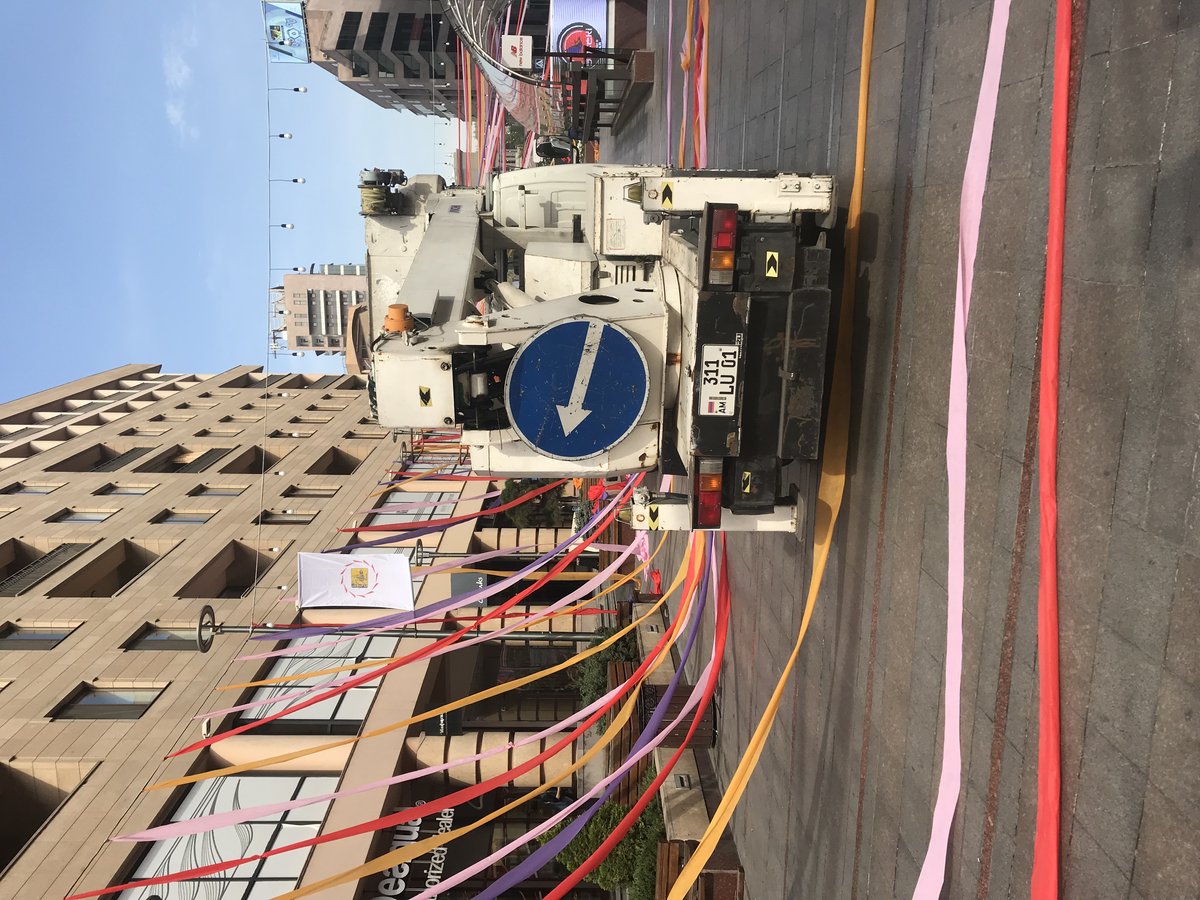 Street decorations on Avenue du Nord in Yerevan celebrating the city's 2800th anniversary