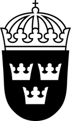 Lesser coat of arms of the Kingdom of Sweden in black and white