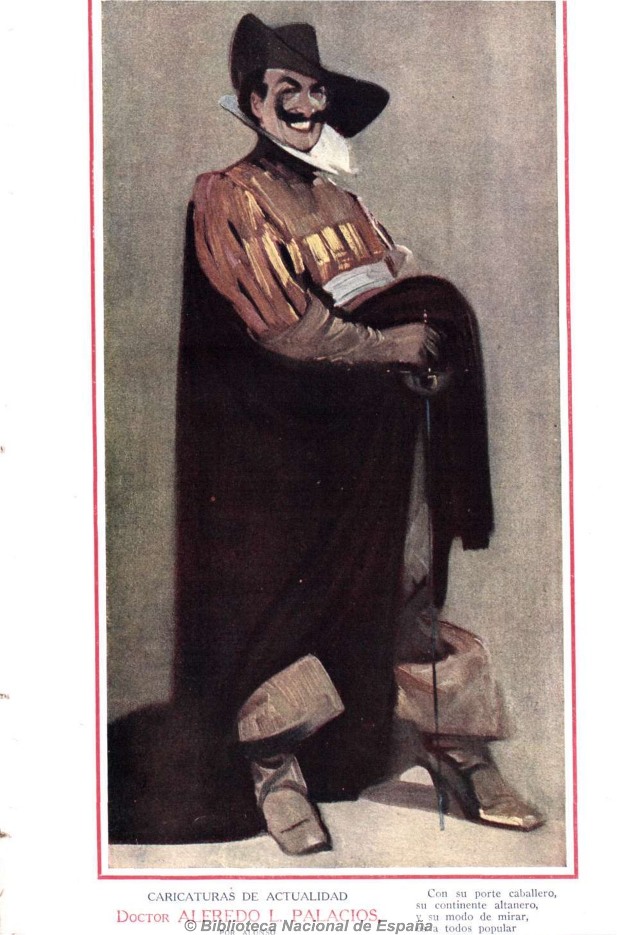 Caricature of Doctor Alfredo L. Palacios by Alonso from Caras y Caretas 1918