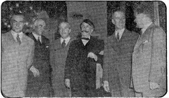 Group photograph including Carlos Humberto Perette, Alberto Francisco Mercier, Miguel Ángel Zavala Ortiz, Alfredo Palacios, Eduardo Lonardi, and Américo Ghioldi