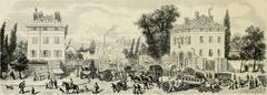 19th century illustration of the Barrière d'Enfer near Gentilly village in Paris from the 1843 publication L'illustration : journal universel