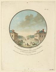 Aquatint print of new barriers on the road to Orléans in Paris, 18th century