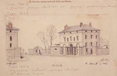 1860 drawing of Barrière d'Enfer in 14th arrondissement of Paris by Léon Leymonnerye