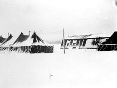 Y-34 Metz Airfield facilities covered in snow during winter 1944-1945