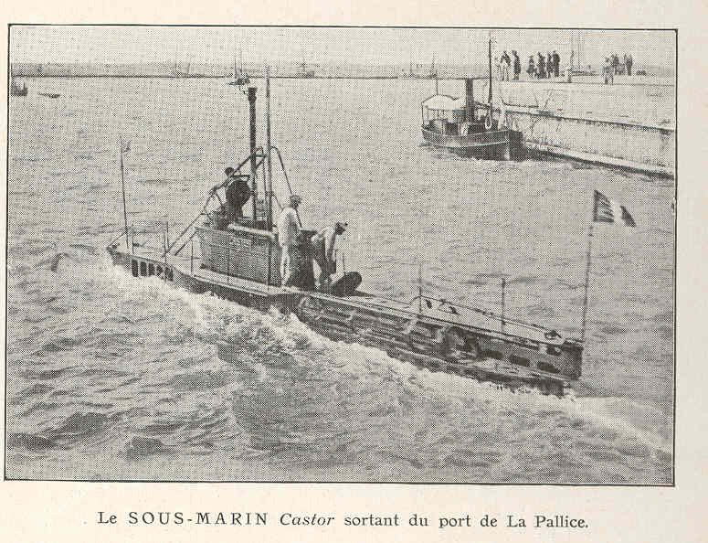 Submarine Castor emerging from the port of La Pallice France