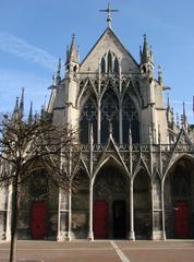 Facade of Saint-Urbain Basilica in Troyes showing Gothic architectural details