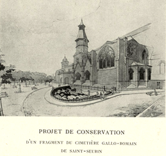 Historical map fragment of the Gallo-Roman Saint-Seurin cemetery in Bordeaux, 1910