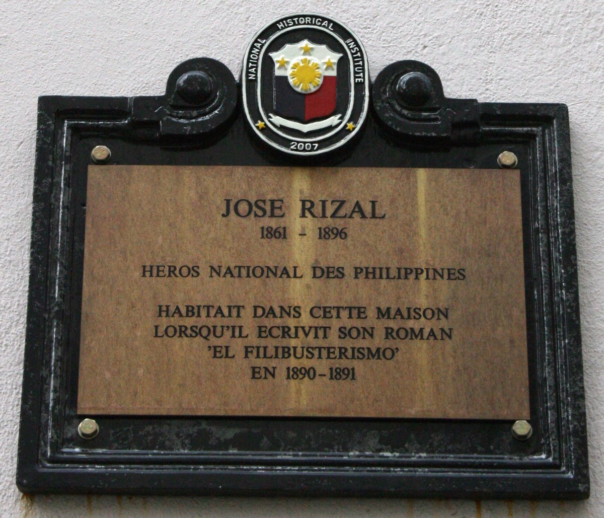 Jose Rizal Historical Marker in Brussels Belgium