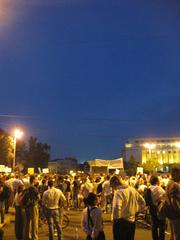 Protest against President Băsescu's impeachment on Victoriei Square in Bucharest