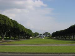 Aerial view of the National Memorial Cemetery of the Pacific at Punchbowl Crater in Honolulu Hawaii