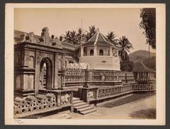 Sri Dalada Maligawa Gate, Temple of the Tooth in Kandy, Sri Lanka, historic 19th-century photograph by Charles T. Scowen