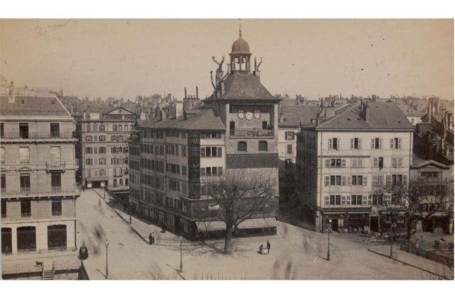 Vintage photograph of La Tour de l’Ile in Geneva circa 1860 by Auguste Garcin