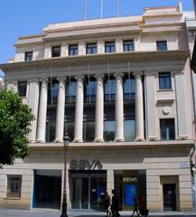 Banco de España building in Sevilla with blue sky