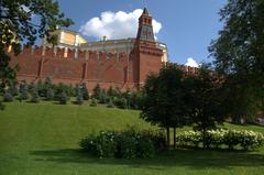 Moscow cityscape with buildings and clear sky in August 2016