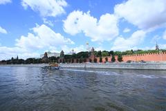 August 2016 in Moscow city view with buildings and street