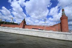 Moscow cityscape with historical buildings and trees in August 2016