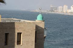 October 2014 cityscape in Tel Aviv with modern buildings under clear sky