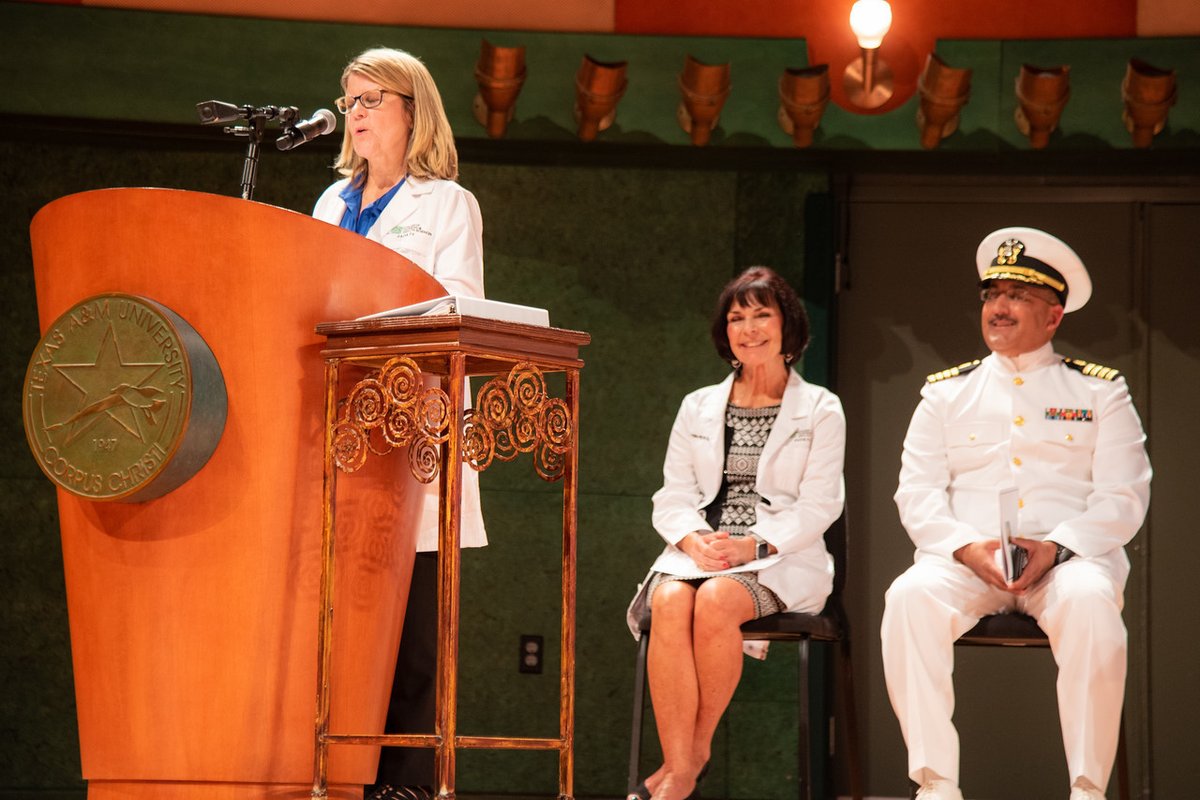 Senior Nurse Executive Capt. Raul Carrillo speaking at Texas A&M Corpus Christi College of Nursing White Coat Ceremony