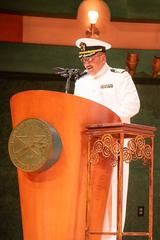 Senior Nurse Executive Capt. Raul Carrillo speaking at Texas A&M Corpus Christi College of Nursing White Coat Ceremony