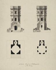 Architectural drawing of the Götiska tornet at Drottningholm