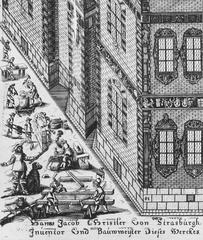 Hans Jacob Christler working at Palats Makalös northwest gable part Stockholm 1640