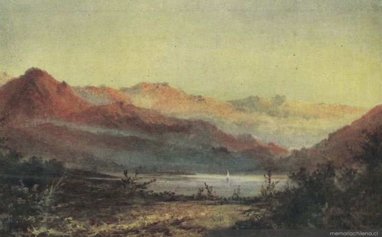 Mountain landscape with lagoon by Antonio Smith