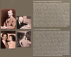 Blanton Museum label about the Suida-Manning Collection with photos of William Suida, Bertina Manning, and Robert Manning