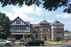Historic Boat House Row along Schuylkill River from Kelly Drive in Philadelphia with PHMC marker