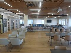 Migdal Shalom Library exterior view with modern architecture