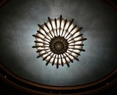 Art Deco style metal chandelier in the War Memorial Opera House auditorium