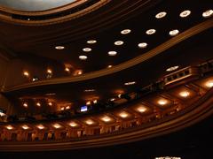 Interior view of the upper levels and auditorium seating at War Memorial Opera House in San Francisco