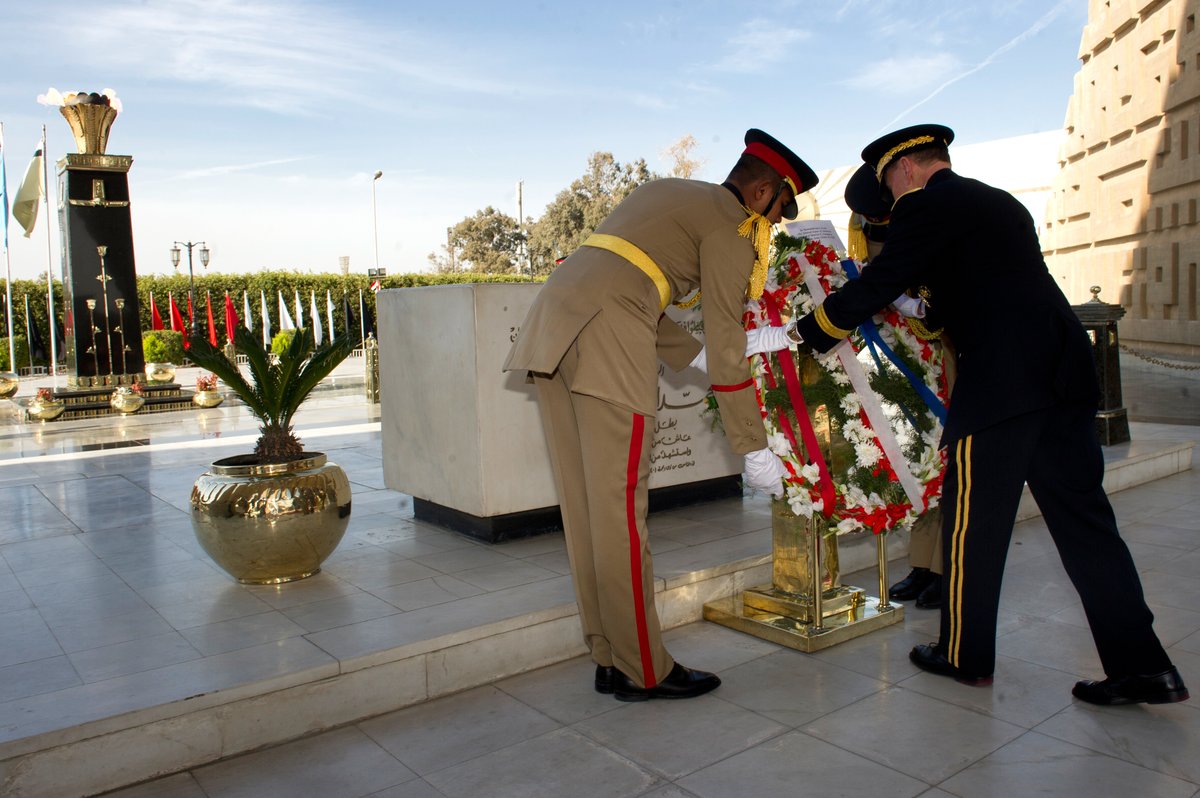 Chairman of the Joint Chiefs of Staff Gen. Martin E. Dempsey presenting wreath at Anwar Sadat's tomb in Cairo 2012