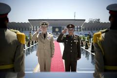 U.S. Navy Adm. Mike Mullen and Egyptian Maj. Gen. Nabil Fahmy honoring at Cairo Tomb of the Unknown Soldier
