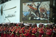 Egyptian military band playing U.S. national anthem during wreath-laying ceremony in Cairo with U.S. Defense Secretary Leon E. Panetta and Egyptian Maj. Gen. Rouini