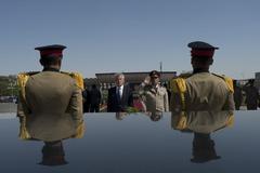 Secretary of Defense Chuck Hagel laying wreath at Tomb of the Unknown Soldier Cairo Egypt April 2013