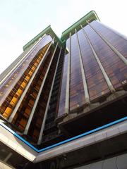 Torres de Colón skyscrapers in Madrid with clear blue sky