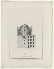 Back facade of Felix Meritis building in Amsterdam, etched architectural print from 1789-1799