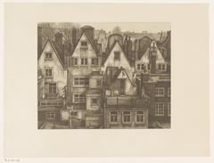 Rear view of urban housing along Prinsengracht canal near Felix Meritis building in Amsterdam