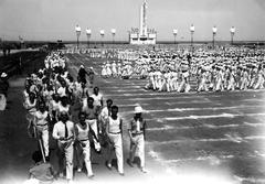 Crowd leaving stadium after the opening ceremony of the 1935 Maccabiah Games