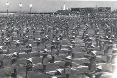 Opening ceremony of the 2nd Macabiah Games with athletes and dignitaries on a sports field