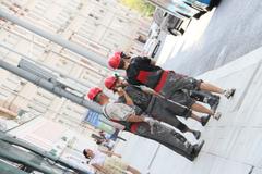 Street view of Moscow in August 2016 with historic buildings and people walking