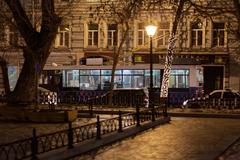 Night trolleybus on Tverskoy Boulevard 7 in Moscow