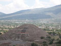 Ancient pyramids of Teotihuacan under a blue sky in June 2007
