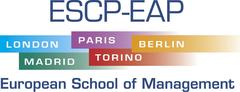 Logo of ESCP-EAP business school in blue letters