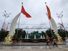 July 2023 view of Suoi Tien Park with vibrant greenery and amusement attractions